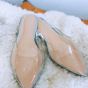 Seethrough flat mules